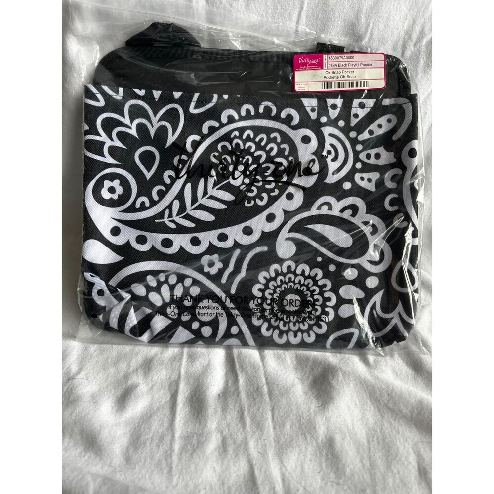 NEW Thirty One Oh Snap Pocket Hanging Organizing Pouch Taupe Playful Parade